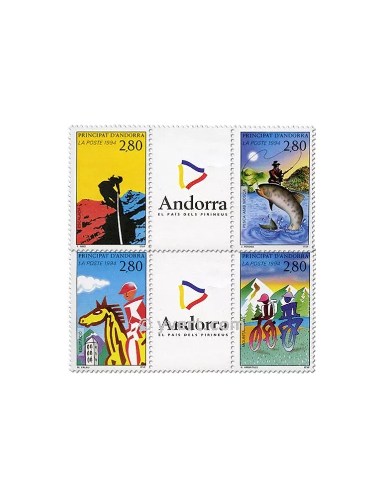 n° 450A/450B -  Timbre Andorre Poste