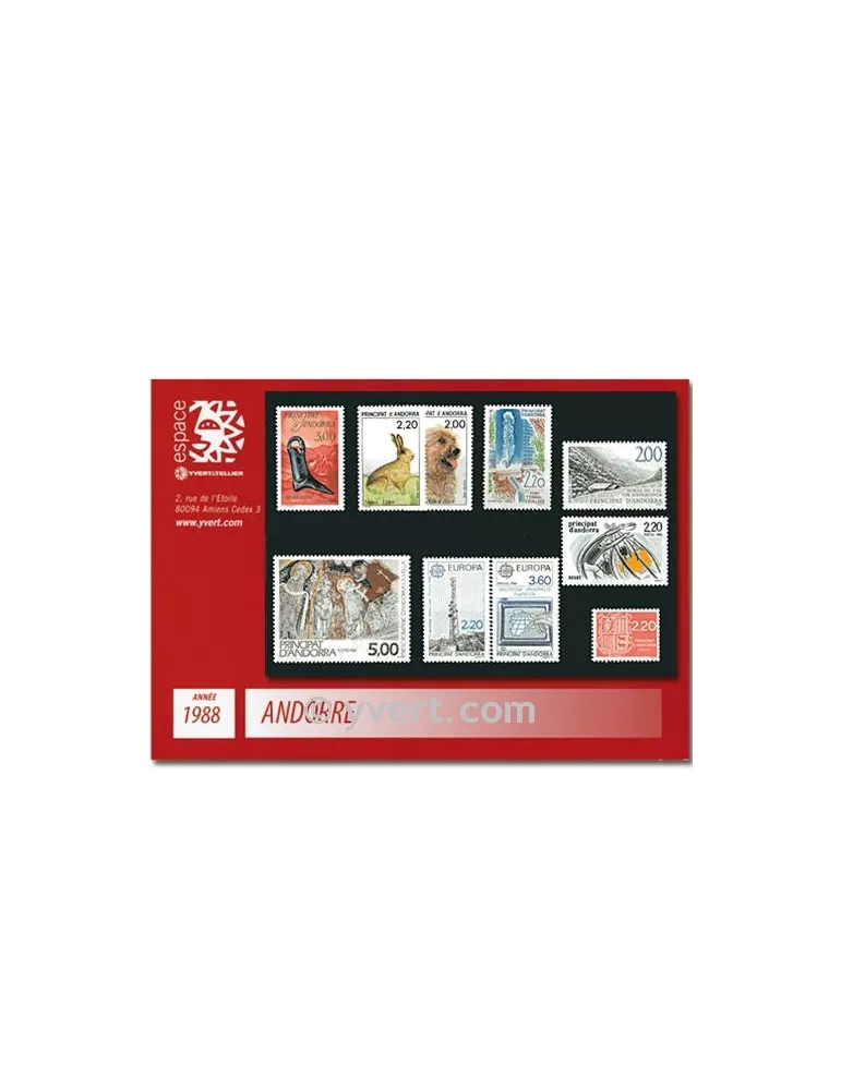 n° 366/375 -  Timbre Andorre Année complète (1988)