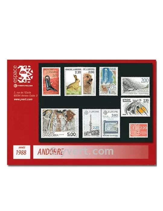 n° 366/375 -  Timbre Andorre Année complète (1988)