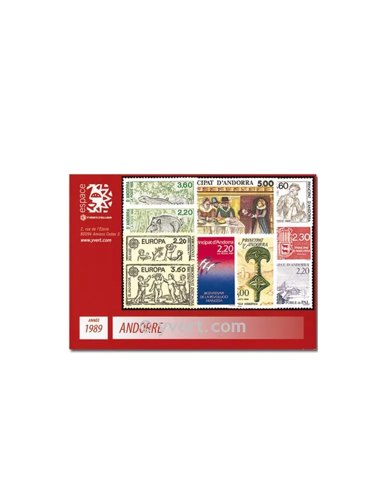 n° 376/384 -  Timbre Andorre Année complète (1989)