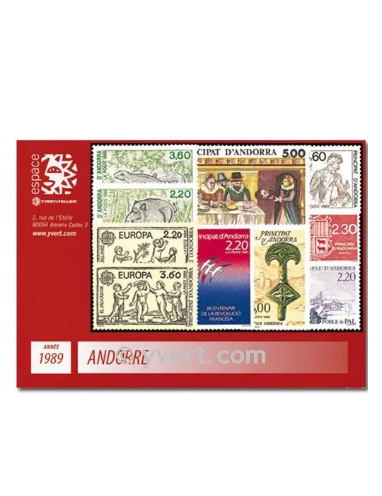 n° 376/384 -  Timbre Andorre Année complète (1989)