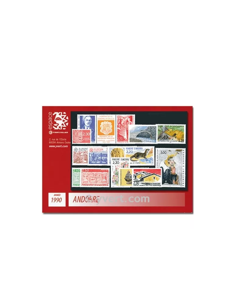 n° 385/399A -  Timbre Andorre Année complète (1990)