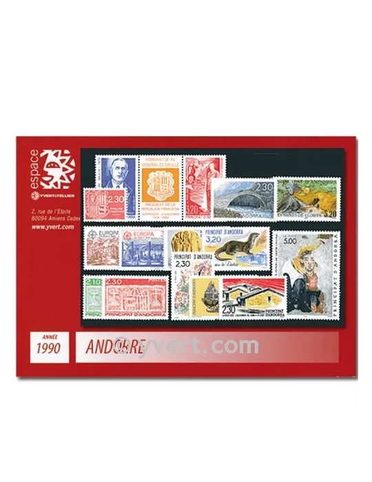 n° 385/399A -  Timbre Andorre Année complète (1990)