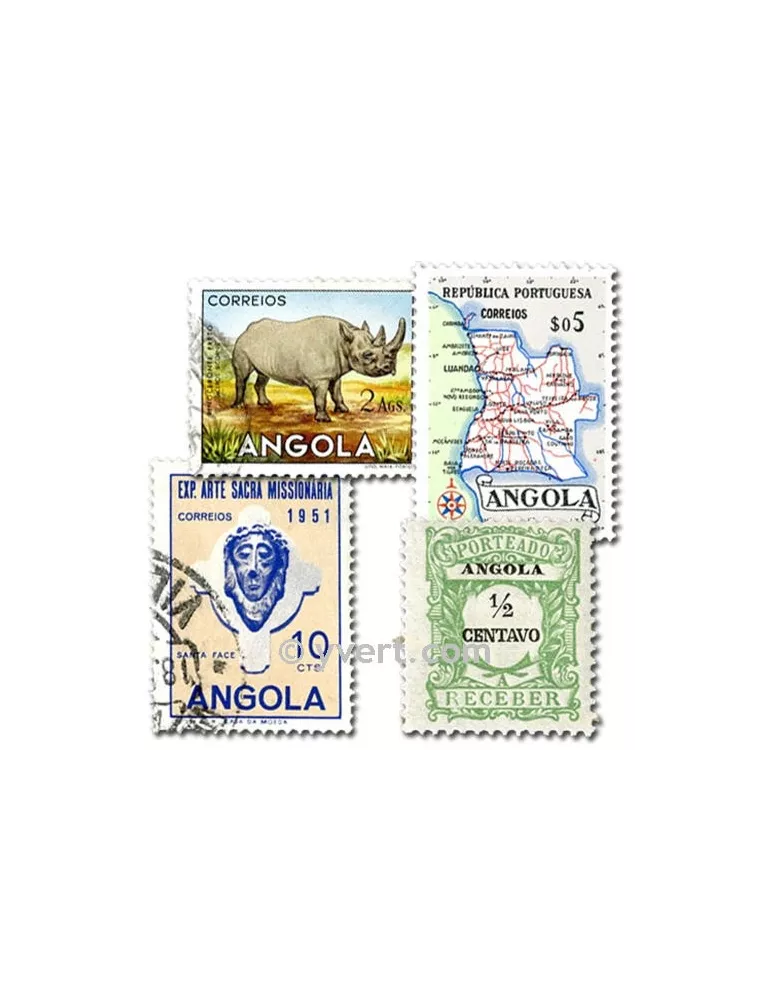 ANGOLA : pochette de 50 timbres (Oblitérés)
