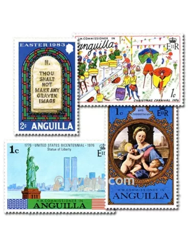 ANGUILLA : pochette de 50 timbres (Oblitérés)