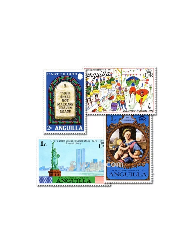 ANGUILLA : pochette de 50 timbres (Oblitérés)