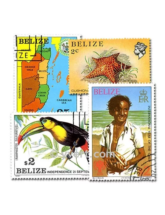 BELIZE : pochette de 100 timbres (Oblitérés)