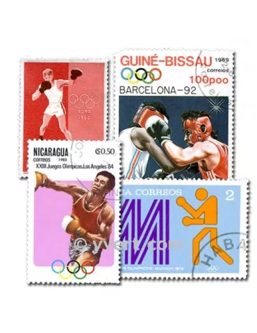 BOXE : pochette de 100 timbres (Oblitérés)