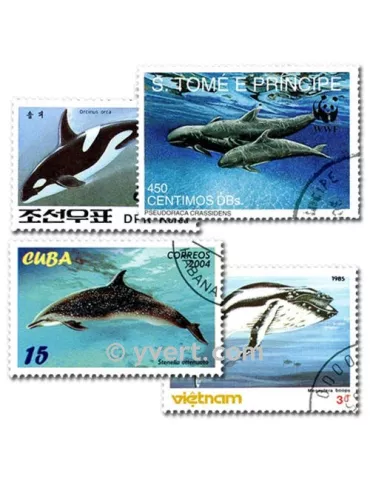 CETACES : pochette de 25 timbres (Oblitérés)