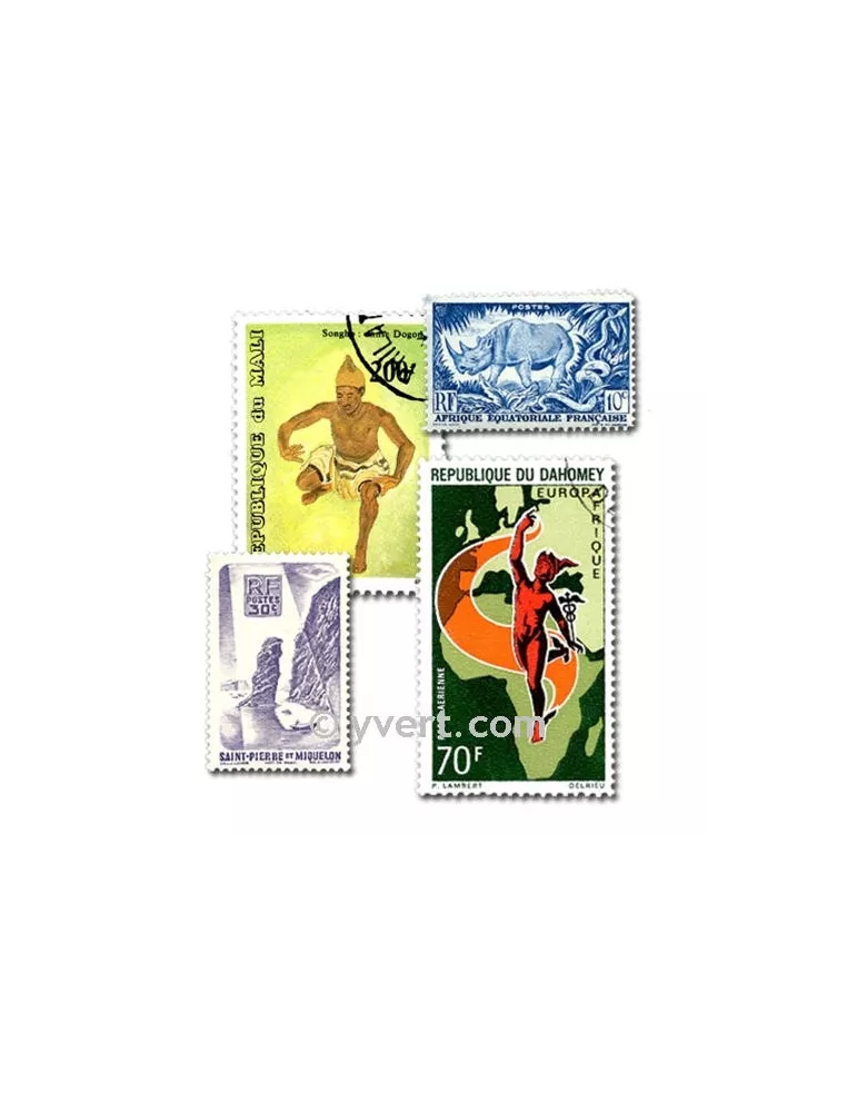 COLONIES RF AVT INDEPENDANCE : pochette de 100 timbres (Oblitérés)