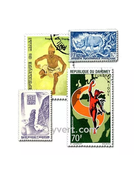 COLONIES RF AVT INDEPENDANCE : pochette de 100 timbres (Oblitérés)