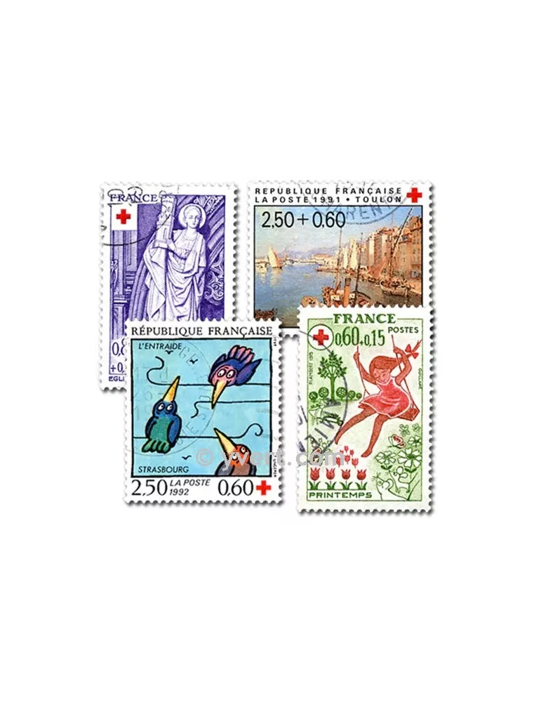 CROIX-ROUGE : pochette de 100 timbres (Oblitérés)
