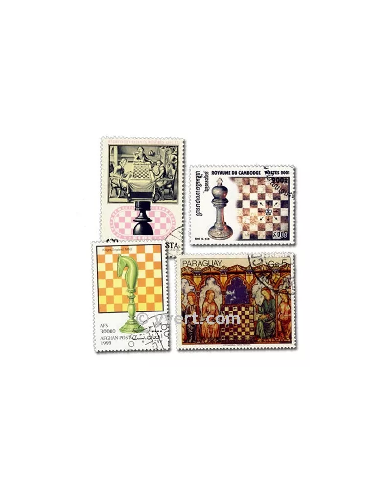ECHECS : pochette de 50 timbres (Oblitérés)