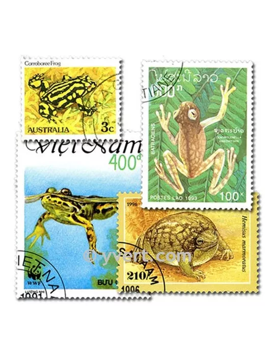 GRENOUILLES : pochette de 25 timbres (Oblitérés)