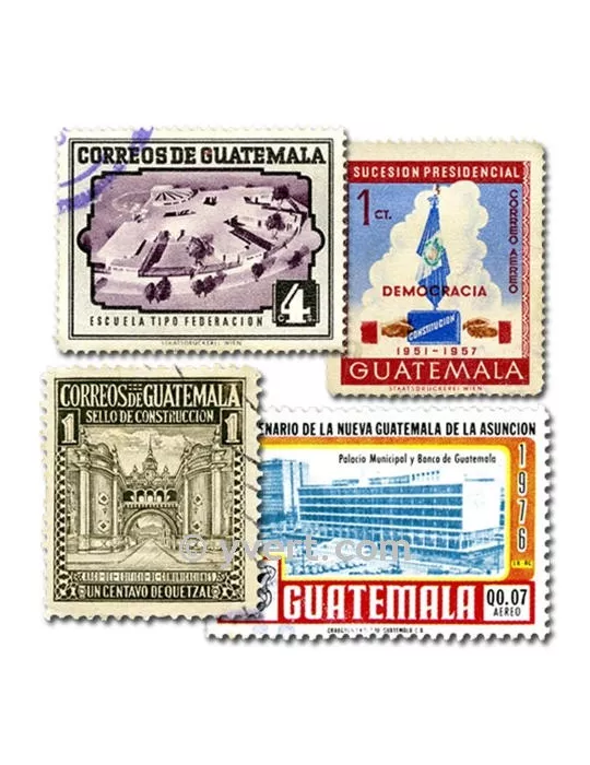 GUATEMALA : pochette de 100 timbres (Oblitérés)