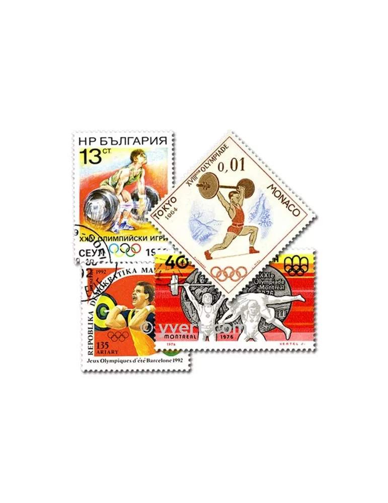 HALTEROPHILIE : pochette de 25 timbres (Oblitérés)