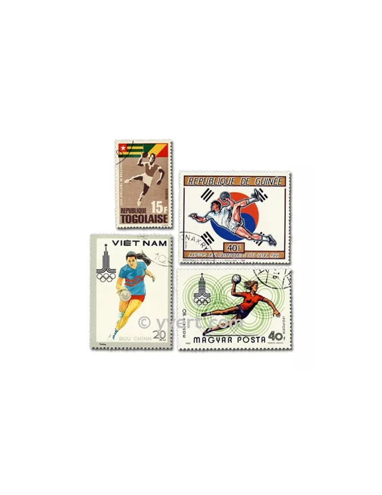 HAND BALL  : pochette de 25 timbres (Oblitérés)