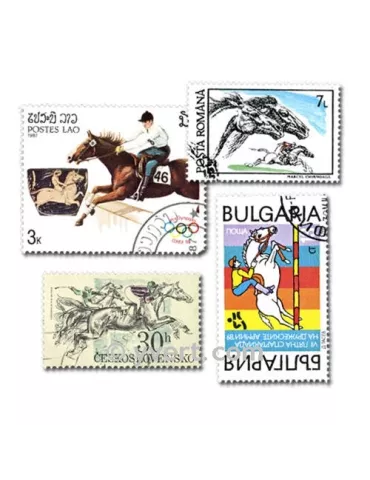 HIPPISME : pochette de 100 timbres (Oblitérés)