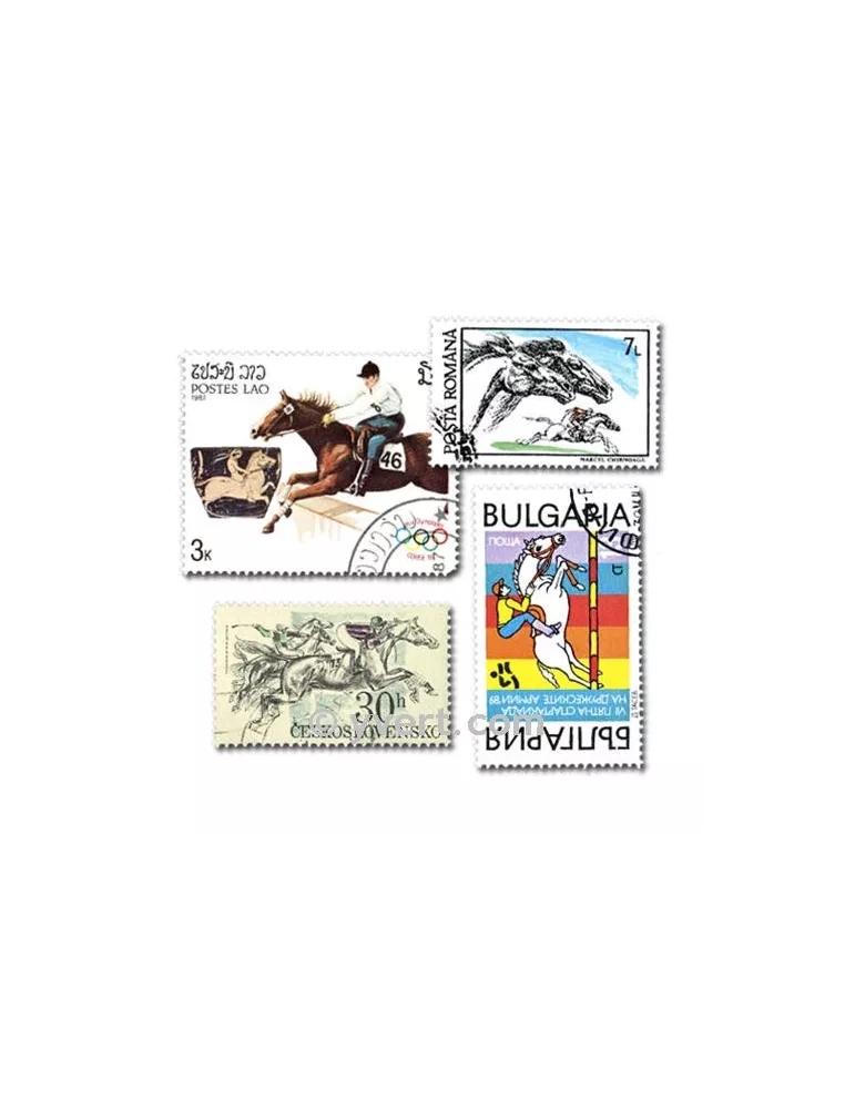 HIPPISME : pochette de 100 timbres (Oblitérés)