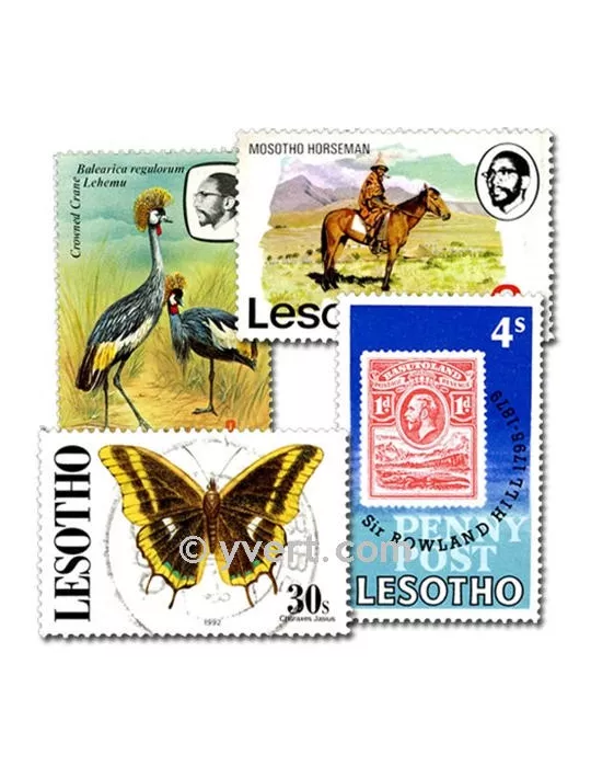 LESOTHO : pochette de 50 timbres (Oblitérés)