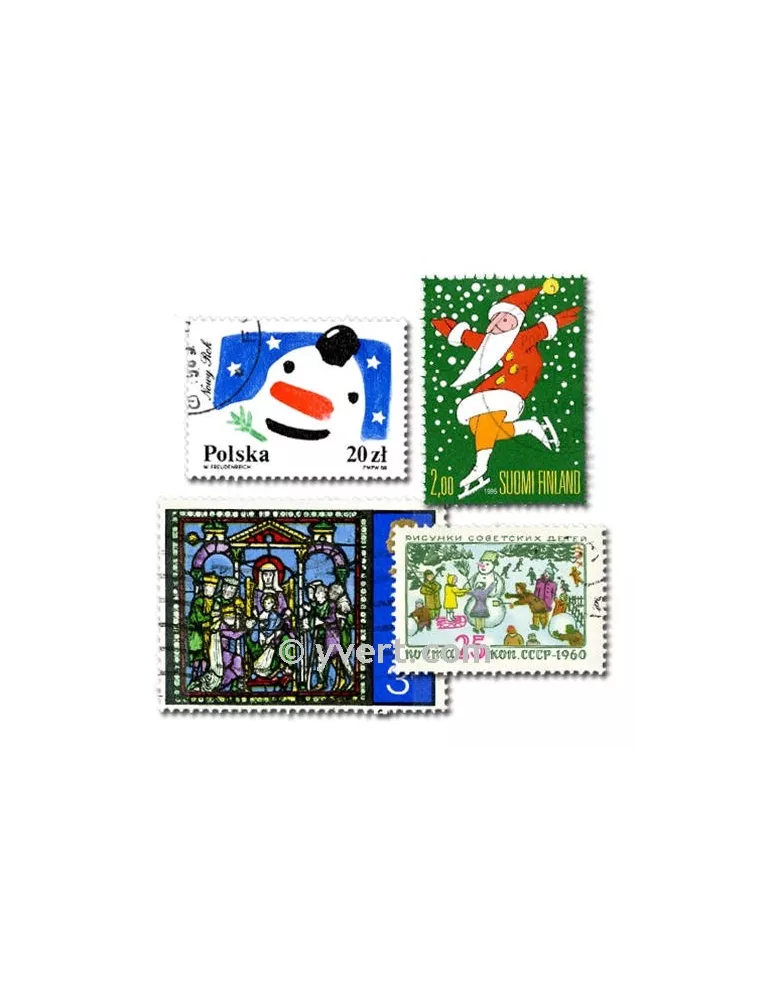 NOEL : pochette de 100 timbres (Oblitérés)