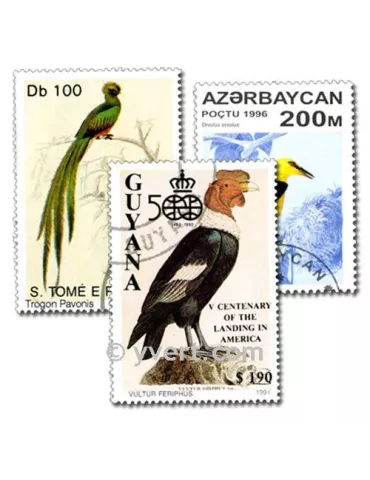OISEAUX : pochette de 200 timbres (Oblitérés)