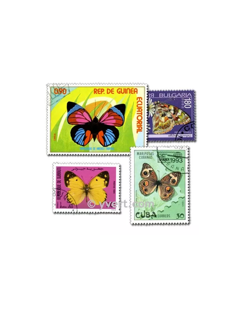 PAPILLONS : pochette de 700 timbres (Oblitérés)