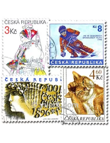 REPUBLIQUE TCHEQUE : pochette de 100 timbres (Oblitérés)