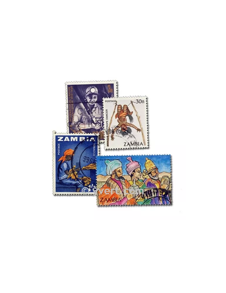 ZAMBIE : Pochette de 50 timbres (Oblitérés)