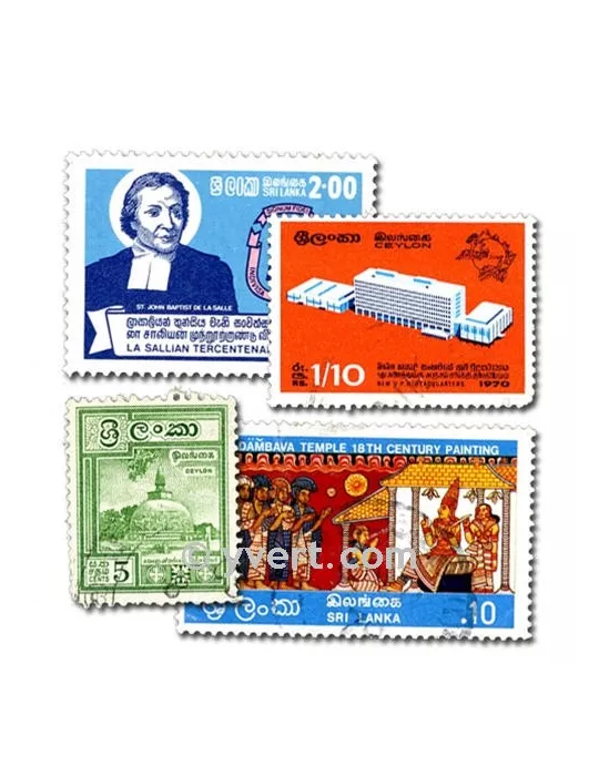 CEYLAN : Pochette de 100 timbres (Oblitérés)