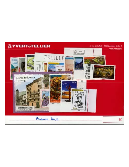 n° 748/762 -  Timbre Andorre Année complète (2014)