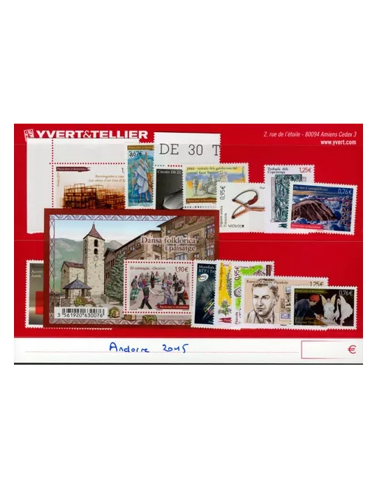 n° 763/776 -  Timbre Andorre Année complète (2015)