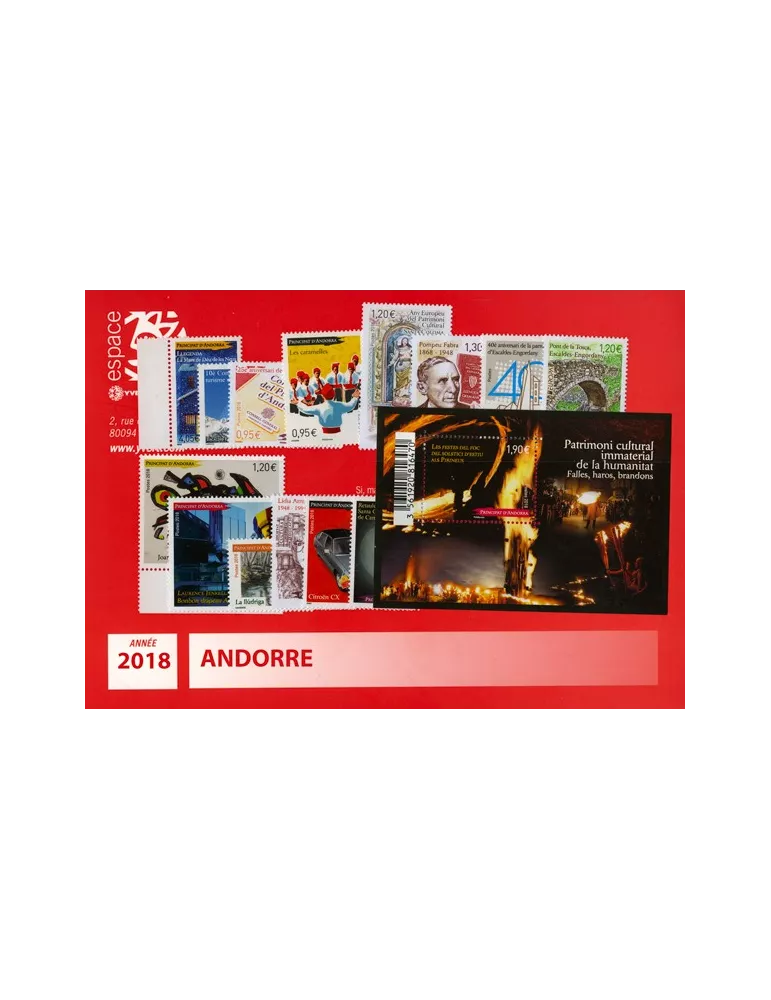n° 809/823 -  Timbre Andorre Année complète (2018)
