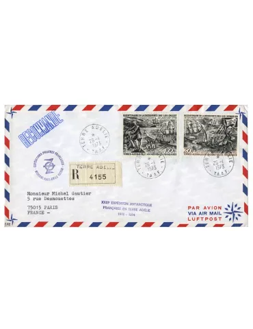 n° 27/28 obl. sur lettre -  Timbre TAAF Poste aérienne