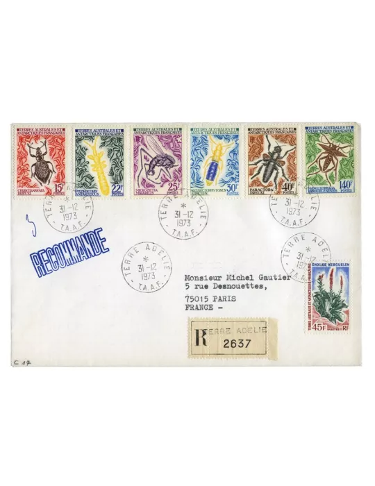 n° 40/42, n° 48 et 49/51 obl. sur lettre -  Timbre TAAF Poste