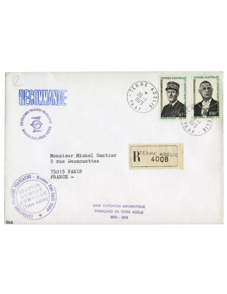 n° 46/47 obl. sur lettre -  Timbre TAAF Poste