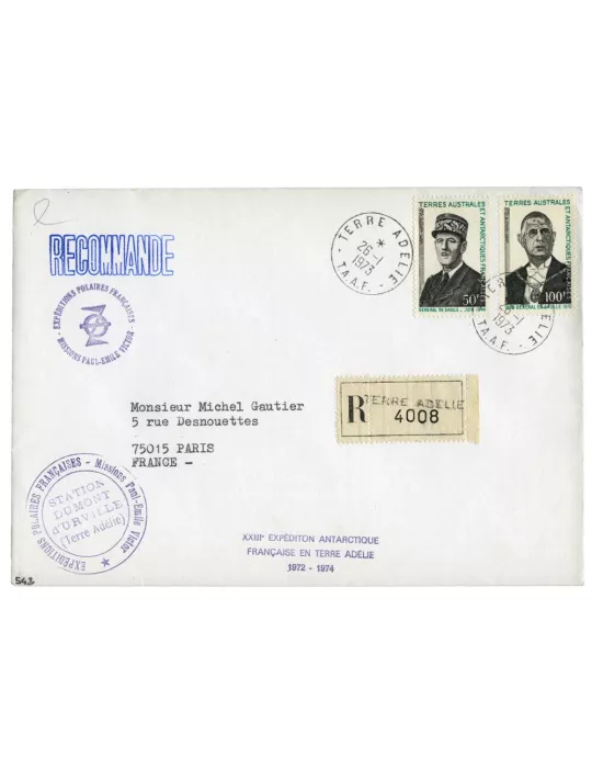 n° 46/47 obl. sur lettre -  Timbre TAAF Poste
