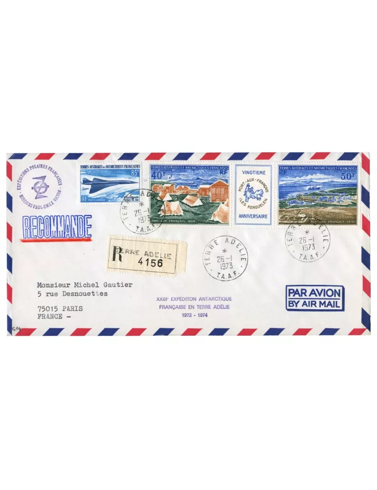 n° 19 et n° 26A obl. sur lettre -  Timbre TAAF Poste aérienne