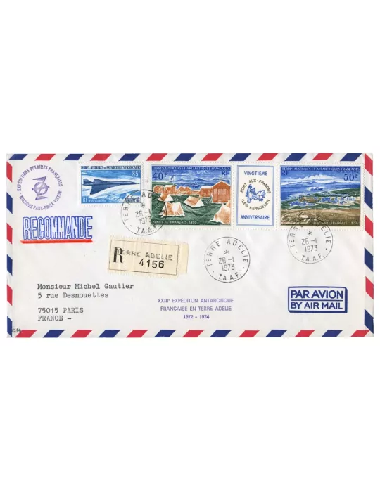 n° 19 et n° 26A obl. sur lettre -  Timbre TAAF Poste aérienne
