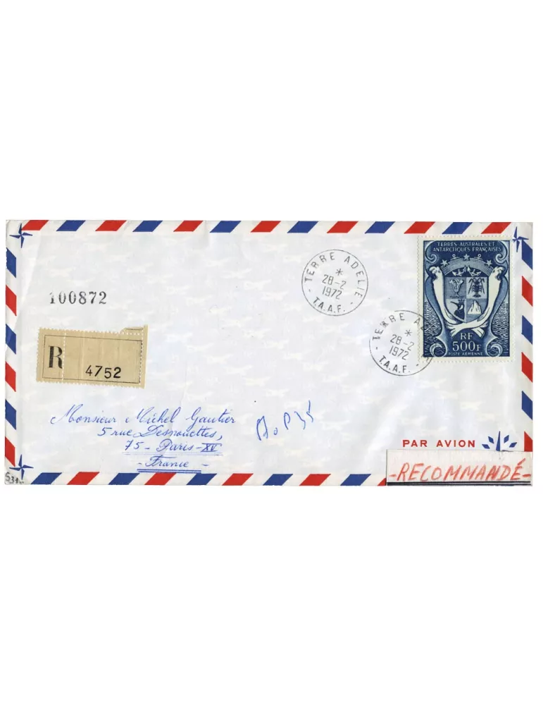 n° 21 obl. sur lettre -  Timbre TAAF Poste aérienne