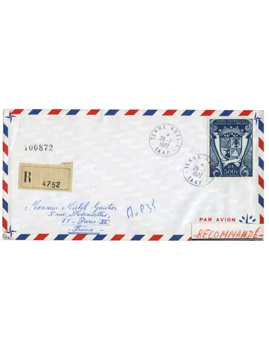 n° 21 obl. sur lettre -  Timbre TAAF Poste aérienne