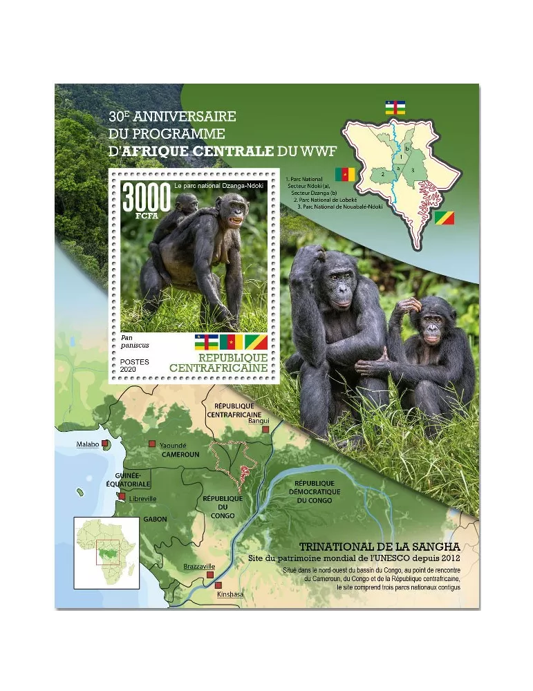 n° 1688  - Timbre CENTRAFRIQUE Blocs et feuillets
