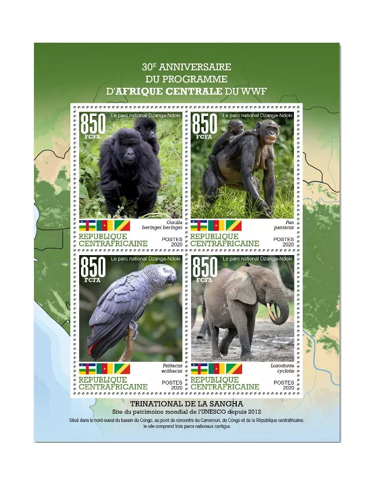 n° 7388/7391  - Timbre CENTRAFRIQUE Poste