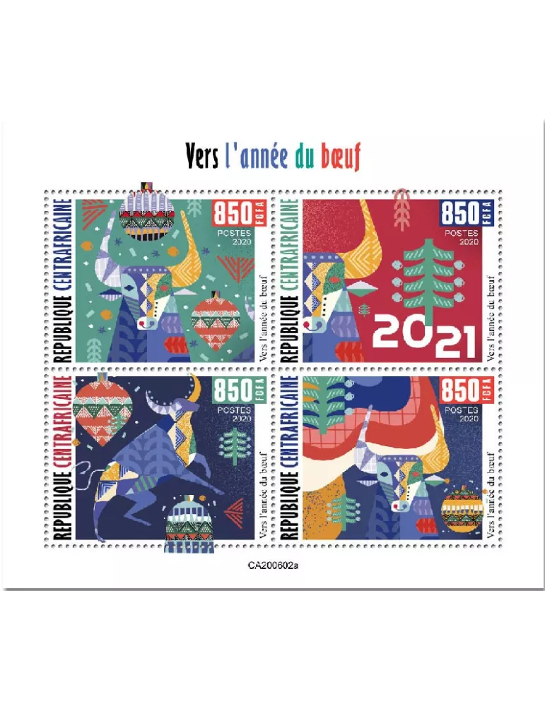 n° 7392/7395  - Timbre CENTRAFRIQUE Poste