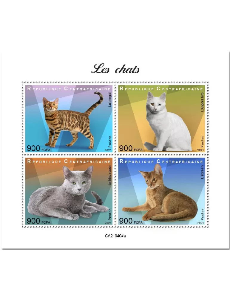 n° 8037/8040  - Timbre CENTRAFRIQUE Poste
