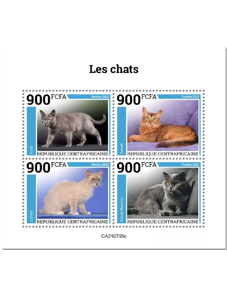 n° 8449A/8452A  - Timbre CENTRAFRIQUE Poste