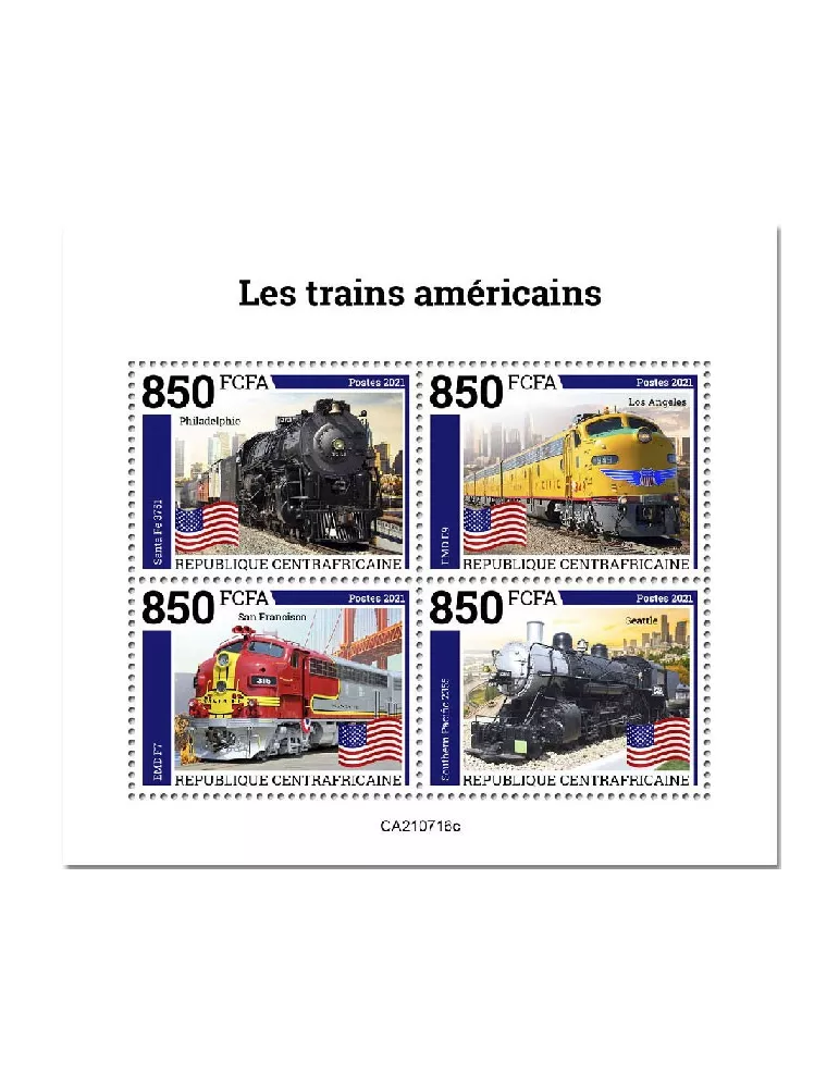n° 8493A/8496A  - Timbre CENTRAFRIQUE Poste