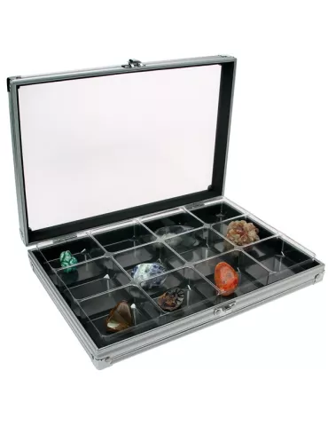 VITRINE ALU COMPACT  : 12 CASES (65 x 58 mm) - SAFE®