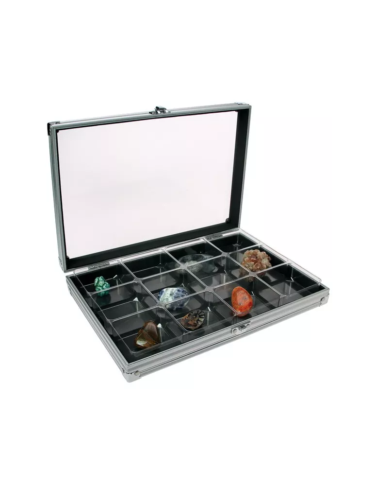 VITRINE ALU COMPACT  : 12 CASES (65 x 58 mm) - SAFE®