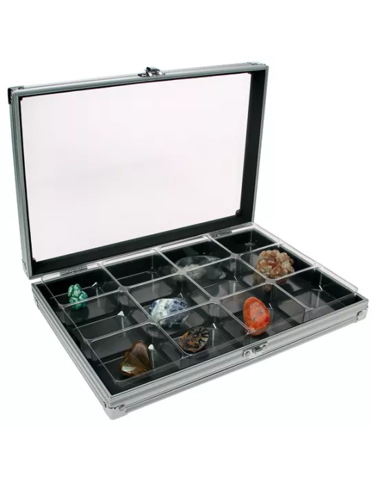 VITRINE ALU COMPACT  : 12 CASES (65 x 58 mm) - SAFE®